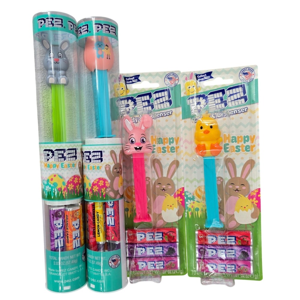 PEZ New Easter Candy Dispenser Lot of 4 Bunny Chick Egg Holiday